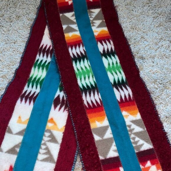 Beautiful Vintage Coloratura Southwest Wool Scarf Aztec Made in the USA  6ft - Picture 2 of 14
